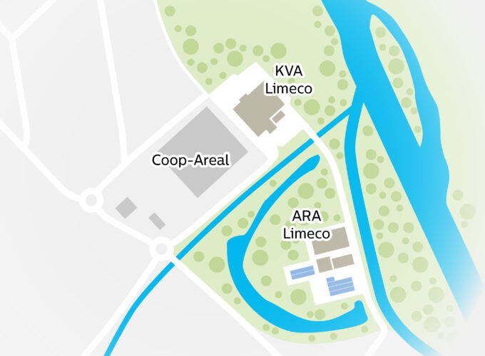 Grafische Darstellung des Limeco Areals und dem Gebiet Antoniloch in Dietikon, welches die Vorstellung von heute darstellt.